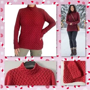 Ireland's Eye Wool Cashmere Cable Knit Sweater Red Size M/L